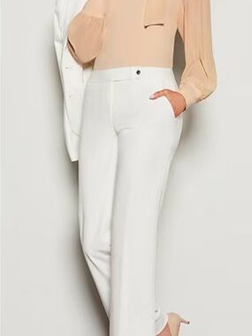 Calvin Klein classic Fit Women's White Wide-Leg Dress Pants- white
